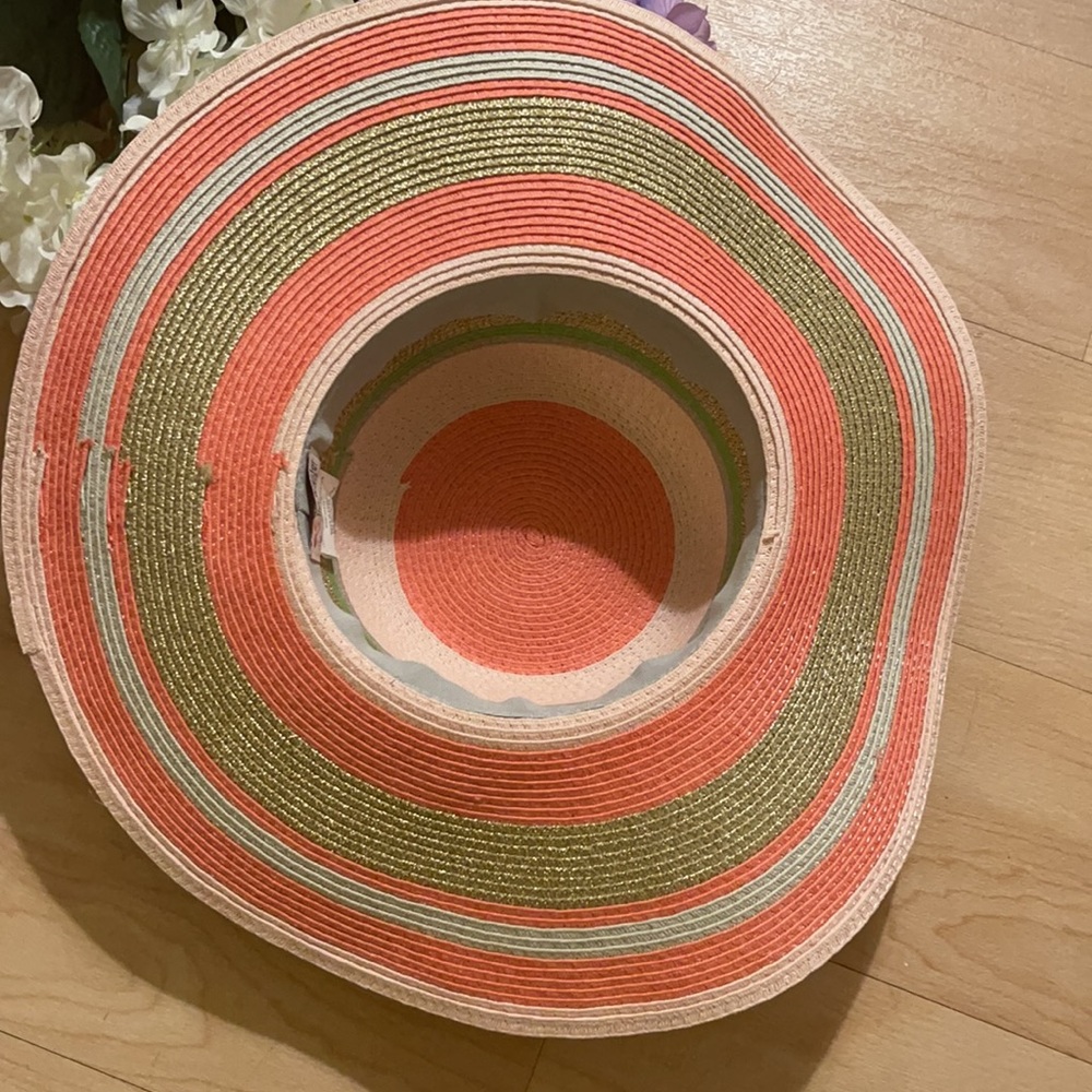 Vintage colorful gold,pink,peach and green Sun Hat - Picture 3 of 10